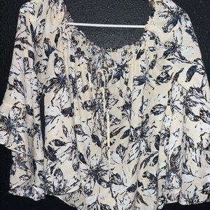 Maitai Cream and Blue Floral Blouse